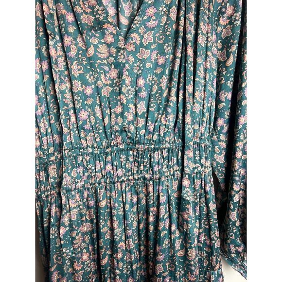 Anthropologie Current Air Tiered Green and Pink Floral Mini Dress Sz. S - Picture 6 of 12